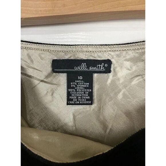 Willi Smith Black Cords Corduroy Gold Floral Embroidered Swing Full Skirt 10 - Picture 8 of 8